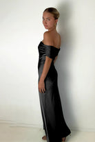 Kessira | Aqua - Sheath Off The Shoulder Satin Long Prom Dresses - KissProm