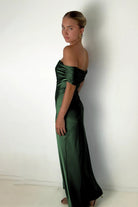 Kessira | Aqua - Sheath Off The Shoulder Satin Long Prom Dresses - KissProm