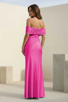 Kessira | Aqua - Sheath Off The Shoulder Satin Long Prom Dresses - KissProm