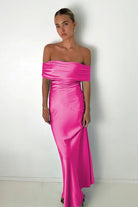 Kessira | Aqua - Sheath Off The Shoulder Satin Long Prom Dresses - KissProm