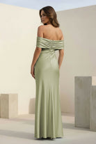 Kessira | Aqua - Sheath Off The Shoulder Satin Long Prom Dresses - KissProm