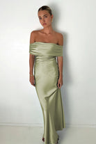 Kessira | Aqua - Sheath Off The Shoulder Satin Long Prom Dresses - KissProm