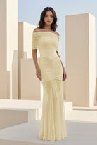 Kessy | Red - Mermaid Off The Shoulder Ruched Tulle Long Prom Dresses - KissProm