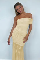 Kessy | Red - Mermaid Off The Shoulder Ruched Tulle Long Prom Dresses - KissProm