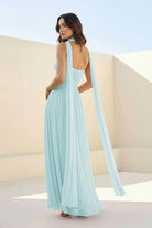 Kiora | Pink - Strapless A Line Chiffon Pleated Long Prom Dresses - KissProm