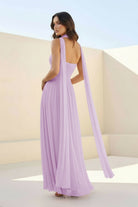 Kiora | Pink - Strapless A Line Chiffon Pleated Long Prom Dresses - KissProm