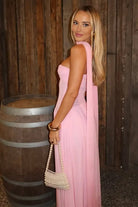 Kiora | Pink - Strapless A Line Chiffon Pleated Long Prom Dresses - KissProm