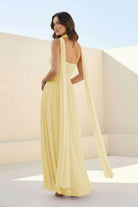 Kiora | Pink - Strapless A Line Chiffon Pleated Long Prom Dresses - KissProm