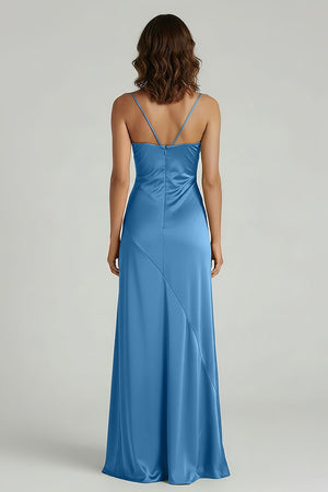 Spaghetti Straps Long Sheath Prom Dress With Split - KISSPROM PROM DRESSES
