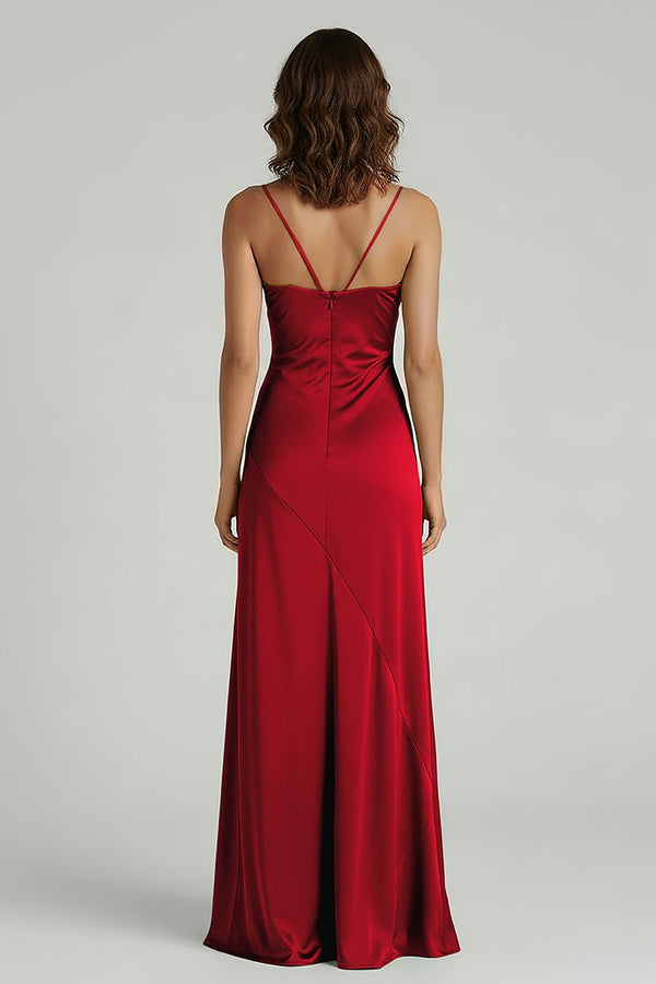 Spaghetti Straps Long Sheath Prom Dress With Split - KISSPROM PROM DRESSES