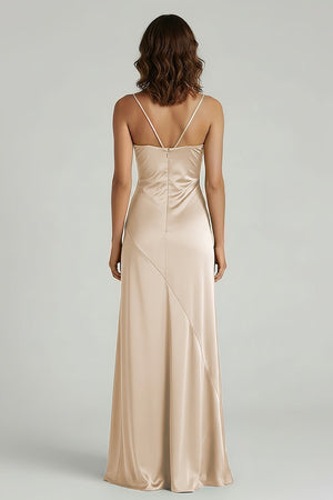 Spaghetti Straps Long Sheath Prom Dress With Split - KISSPROM PROM DRESSES