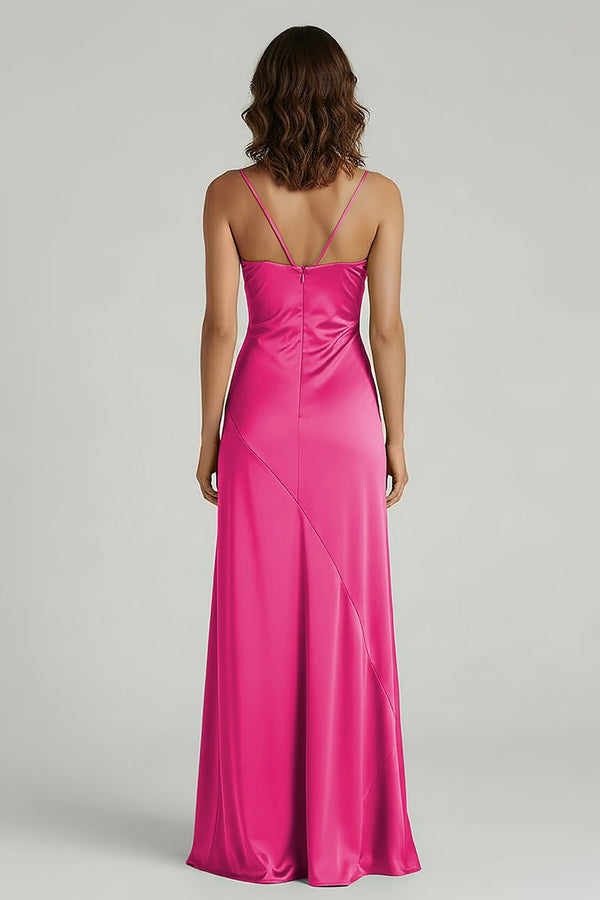 Spaghetti Straps Long Sheath Prom Dress With Split - KISSPROM PROM DRESSES