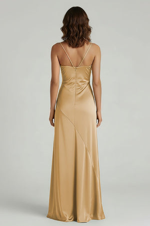 Spaghetti Straps Long Sheath Prom Dress With Split - KISSPROM PROM DRESSES
