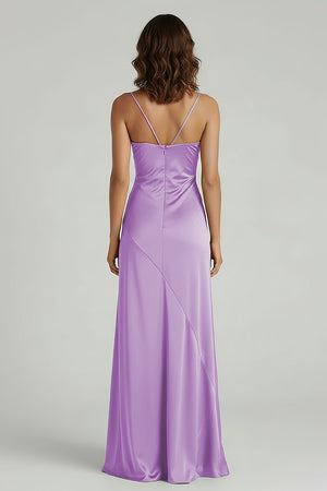 Spaghetti Straps Long Sheath Prom Dress With Split - KISSPROM PROM DRESSES
