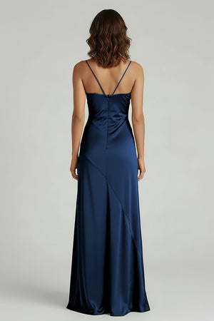 Spaghetti Straps Long Sheath Prom Dress With Split - KISSPROM PROM DRESSES