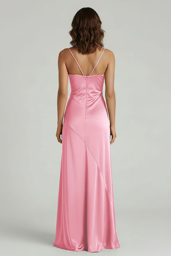 Spaghetti Straps Long Sheath Prom Dress With Split - KISSPROM PROM DRESSES