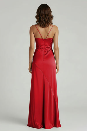 Spaghetti Straps Long Sheath Prom Dress With Split - KISSPROM PROM DRESSES