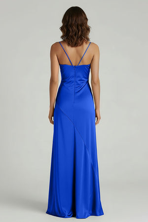 Spaghetti Straps Long Sheath Prom Dress With Split - KISSPROM PROM DRESSES