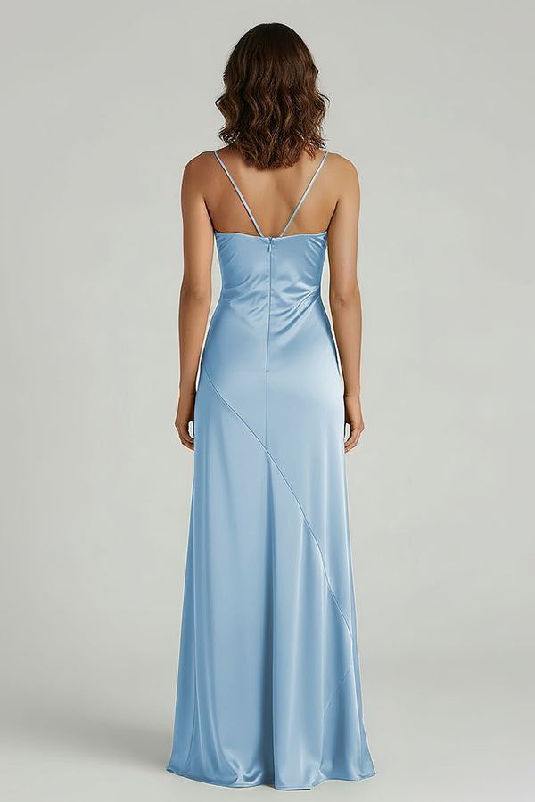 blue slip prom dress Birdette Plunge Maxi Dress | Blue | Womens main image 1