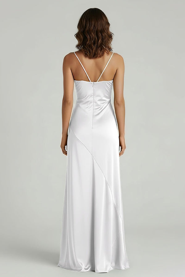 Spaghetti Straps Long Sheath Prom Dress With Split - KISSPROM PROM DRESSES