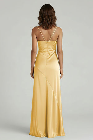 Spaghetti Straps Long Sheath Prom Dress With Split - KISSPROM PROM DRESSES