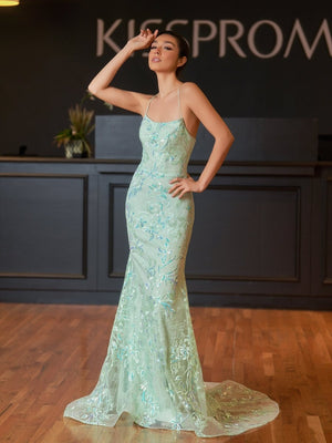 Sylvia |Mermaid Scoop Lace Long Prom Dress