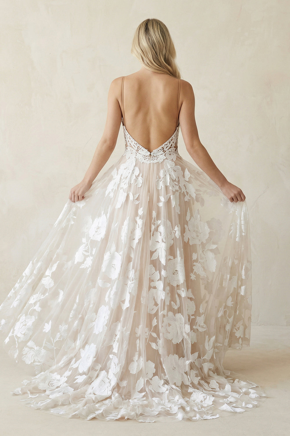 Bohemian A-Line Backless Spaghetti Straps Sleeveless Lace Emboridery Wedding Dresses – Wedding Dresses by KissProm | Available at KissProm