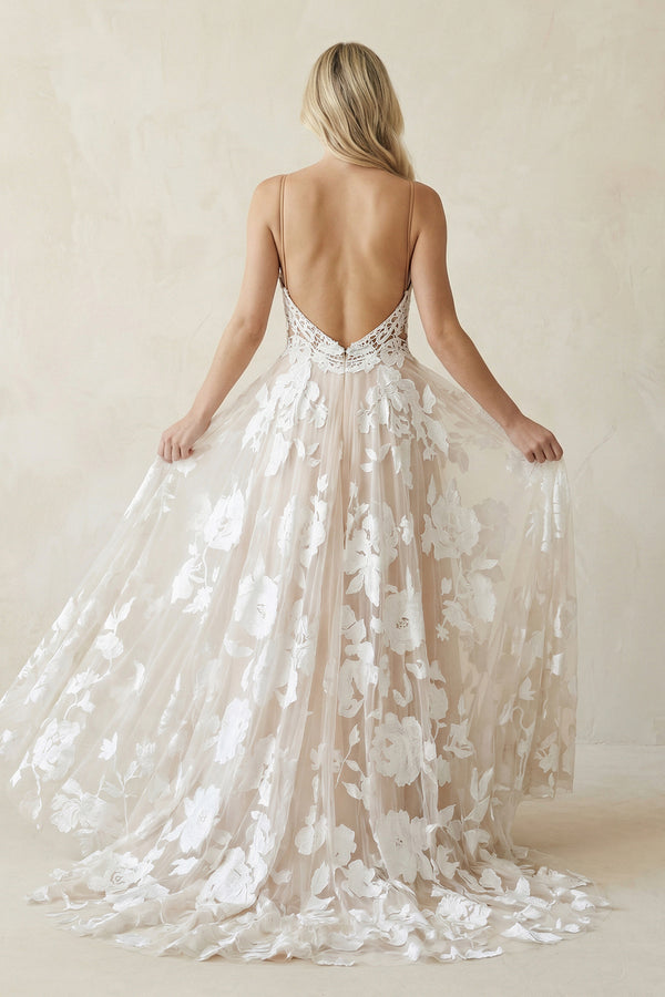 Bohemian A-Line Backless Spaghetti Straps Sleeveless Lace Emboridery Wedding Dresses – Wedding Dresses by KissProm | Available at KissProm