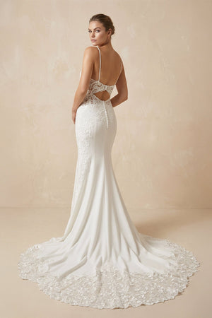 Lace Cami Strap Mermaid Wedding Dress in Ivory - KissProm Wedding Dresses