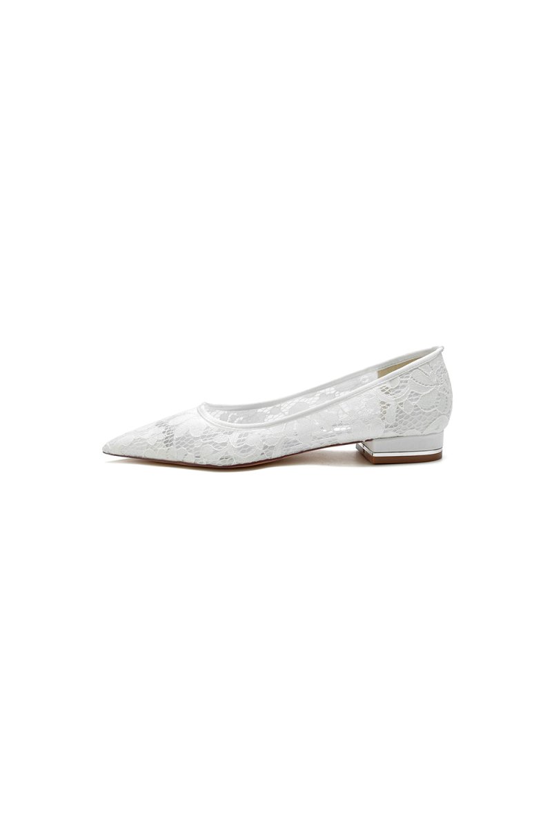 Lace Cocktail Pointed Toe Flats - KissProm