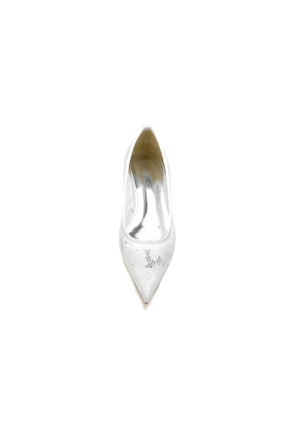 Lace Cocktail Pointed Toe Flats - KissProm