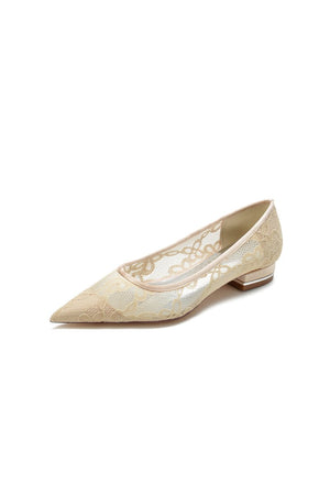 Lace Cocktail Pointed Toe Flats - KissProm