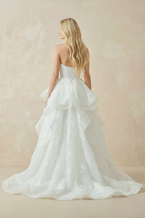 Runa | Lace Open Back Sweetheart Cascading Ruffles Sleeveless Bridal Ball Gown– Wedding Dresses by KissProm | Available at KissProm