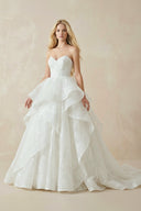 Runa | Lace Open Back Sweetheart Cascading Ruffles Sleeveless Bridal Ball Gown– Wedding Dresses by KissProm | Available at KissProm