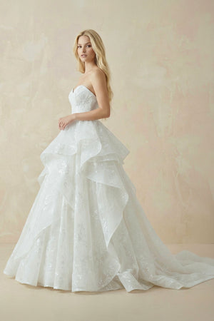 Runa | Lace Open Back Sweetheart Cascading Ruffles Sleeveless Bridal Ball Gown– Wedding Dresses by KissProm | Available at KissProm