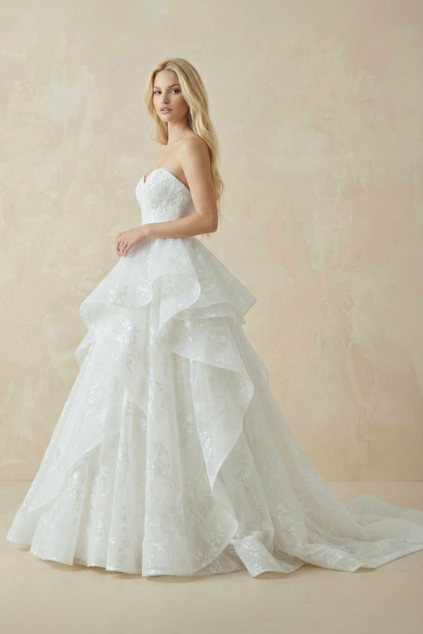 Runa | Lace Open Back Sweetheart Cascading Ruffles Sleeveless Bridal Ball Gown– Wedding Dresses by KissProm | Available at KissProm