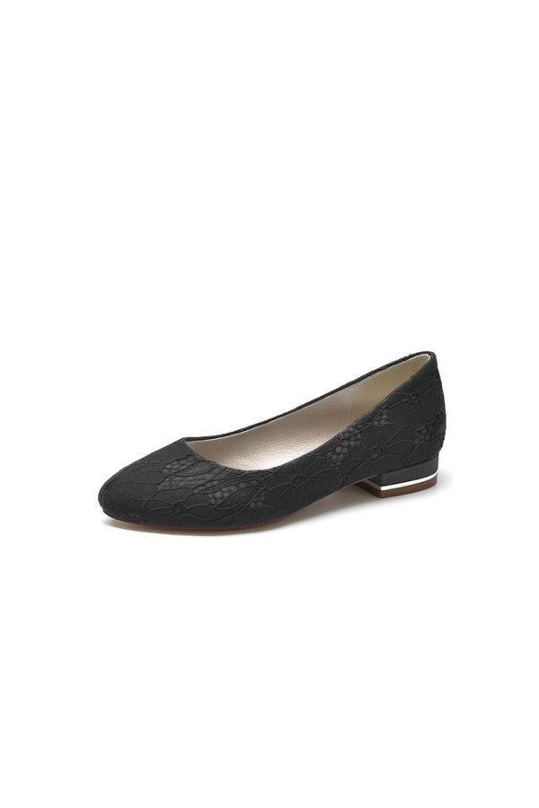 Lace Round Toe Flats - KissProm