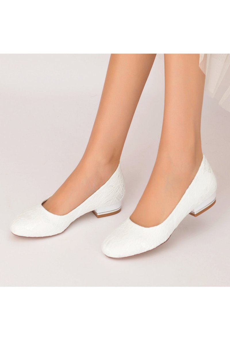 Lace Round Toe Flats - KissProm