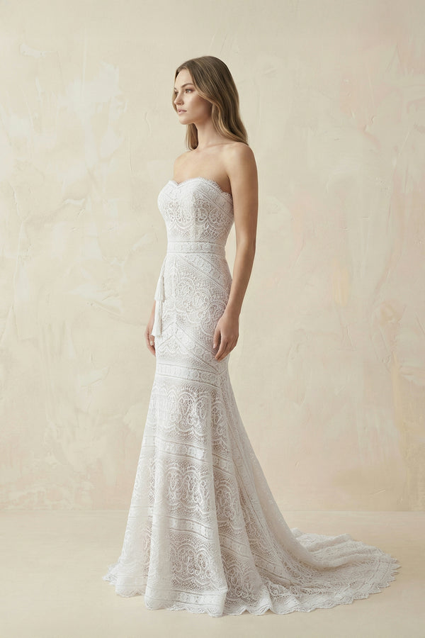 Vintage White Mermaid Lace Wedding Dress with Tassel – Wedding Dresses by KissProm | Available at KissProm