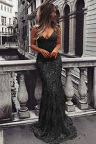 Kara | Lace-Up Mermaid Long Gold Prom Dress with Sequins