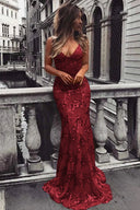 Lace-Up Mermaid Long Gold Prom Dress with Sequins – Prom Dress by KissProm | Available at KissProm