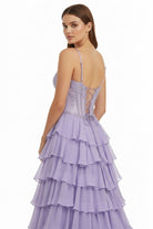 Laerith | Lilac - Sweetheart Chiffon Ruffled A Line Long Formal Prom Dresses With Beading - KissProm