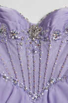 Laerith | Lilac - Sweetheart Chiffon Ruffled A Line Long Formal Prom Dresses With Beading - KissProm