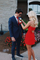 Lamya | Red - Strapless A Line Short Homecoming Dresses