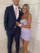 Gali | Lavender - Strapless A Line Short Homecoming Dresses
