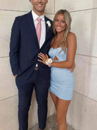 Gali | Sky Blue - Strapless A Line Short Homecoming Dresses
