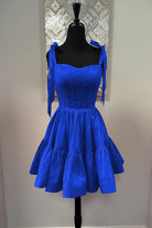 Lavandula | Royal Blue - Bow Straps Satin Ruffles A-line Short Homecoming Dresses