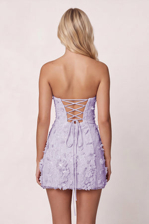 Lavender 3D Flower Sequin Sweetheart Sheath Homecoming Dress | KISSPROM