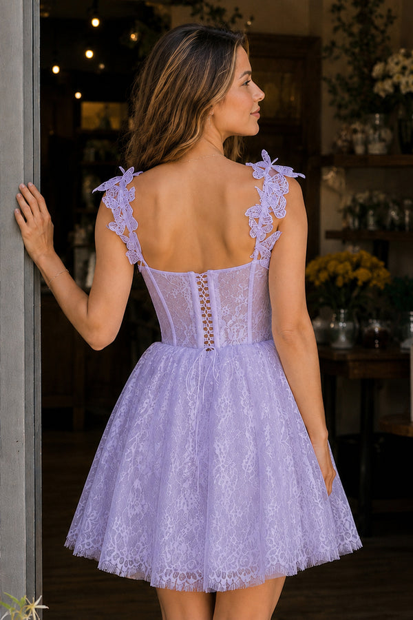 Lavender A-line Sweetheart Corset Homecoming Dress (2) | KISSPROM