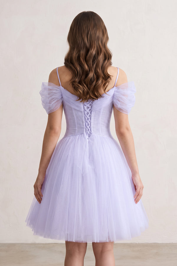 Lavender A-line V Neck Tulle Homecoming Dresses (2) | KISSPROM